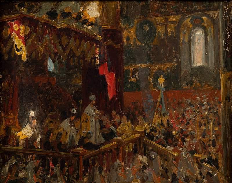 Tuxen Laurits The Coronation Of Tsar Nikolai Ii In Uspensky Cathedral Moscow 1896 1898 canvas print