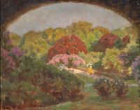 توكسين لوريتس منظر من خلال بوابة باتجاه حديقة في بلوم كامل 1922
