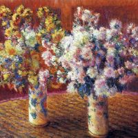 Twee vazen ​​met chrysanten van Monet