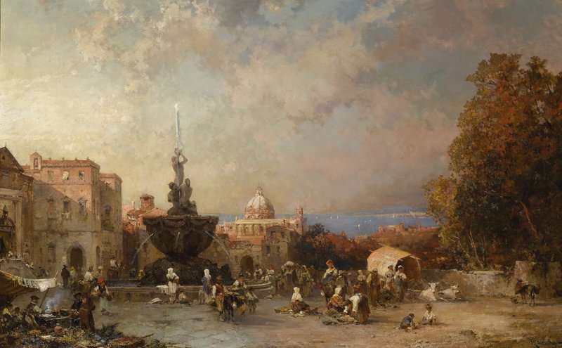 Unterberger Franz Richard A Market In Naples canvas print