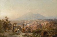 Unterberger Franz Richard Maidens On A Hill Overlooking Pompeii Vesuvius Beyond canvas print