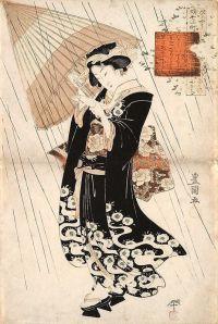 Utagawa Toyokuni Maiko Komachi - Sous une pluie torrentielle