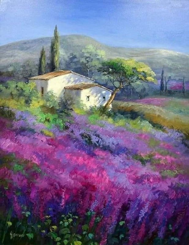 Ute Herrmann Lilac Field In The South Of France canvas print
