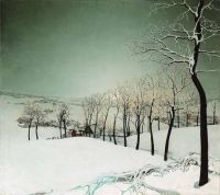 Valerius De Saedeleer Snow Landscape At Dusk 1924