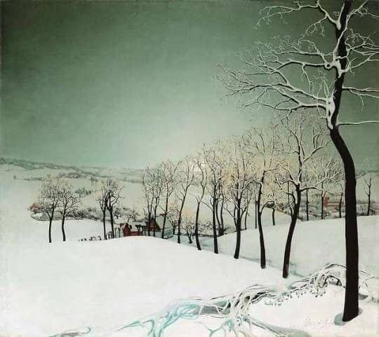 Valerius De Saedeleer Snow Landscape At Dusk 1924 canvas print
