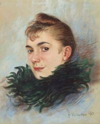 Vallotton Félix Tete Fantaisie Femme Au Boa 1890