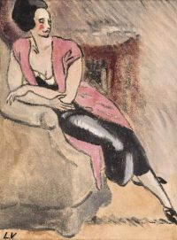 Valtat Louis Femme Assise Au Gilet Rose Ca. 1930 canvas print