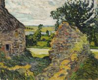 Valtat Louis paesaggio con cottage dal tetto di paglia Normandia 1902