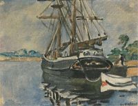 Valtat Louis Voilier Et Barque A Ouistreham Ca. 1930 canvas print