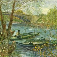 Pescador y barco de Van Gogh en el Pont de Clichy