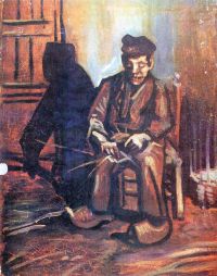 Van Gogh Bauer assis et faisant un panier