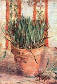 Vaso di fiori di Van Gogh con erba cipollina