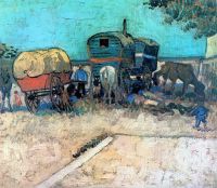 Camp de gitans Van Gogh avec calèche