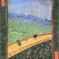 Van Gogh Japanse brug in de regen na Hiroshige
