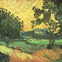 Van Gogh Landschap met kasteel Auvers bij zonsondergang