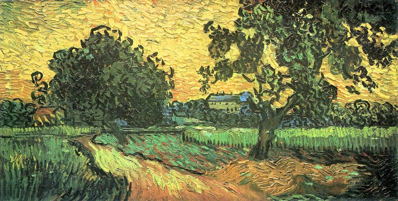 Van Gogh Landscape With Castle Auvers At Sunset canvas print