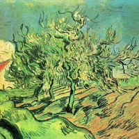 Van Gogh Landschap met drie bomen en huizen