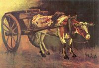 Van Gogh Ochsenkarren mit braunem Ochsen