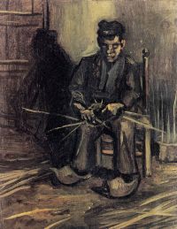Van-Gogh-Bauer, der einen Korb macht