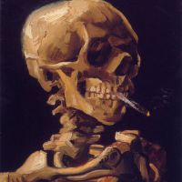 Van Gogh Skull With A Burning Cigarette