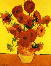 مزهرية Van Gogh Still Life Vase مع طباعة خمسة عشر زهرة عباد الشمس 3