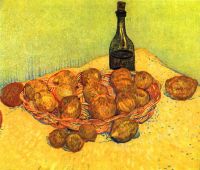 Van Gogh Still Life مع طباعة قماشية زجاجة الليمون والبرتقال