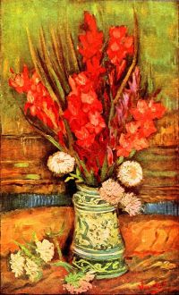 Van-Gogh-Stillleben mit roten Gladiolen
