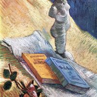 Van Gogh bodegón con torso una rosa y dos novelas