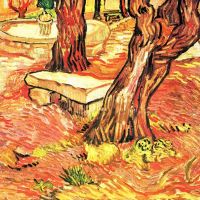 Van Gogh stenen bank in de tuin van het ziekenhuis van Saint-Paul