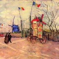 Escena de la calle Van Gogh en el Montmartre Le Moulin Au Poivre