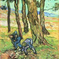 Van Gogh dos hombres excavando un tocón de árbol