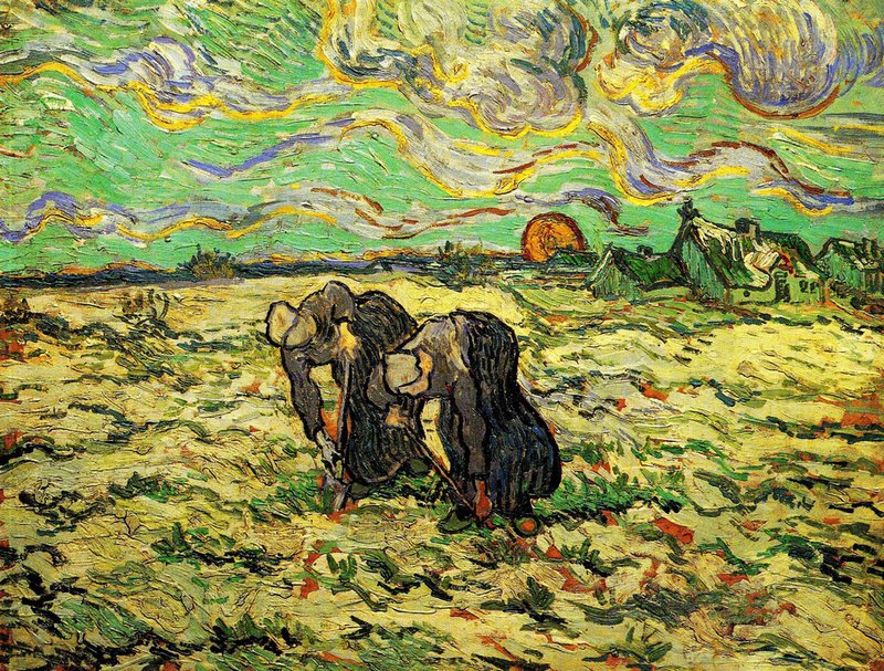 Van Gogh Two Peasant Women Digging In Field With Snow canvas print