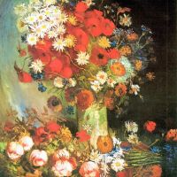 Van Gogh Vase With Cornflowers And Poppies Peonies And Chrysanthemums