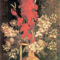 Jarrón de Van Gogh con gladiolos y claveles