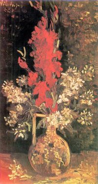 Van-Gogh-Vase mit Gladiolen und Nelken