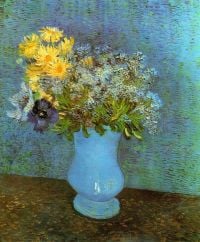 Van-Gogh-Vase mit Flieder-Gänseblümchen und Anemonen