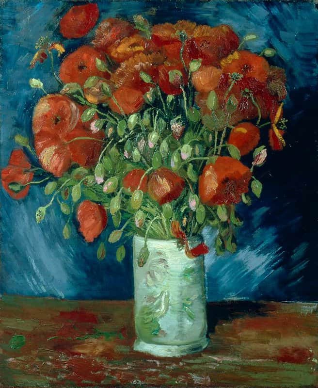 Tableaux sur toile, reproduction de Van Gogh Vase With Red Poppies C. 1886