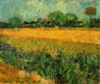 Van-Gogh-Ansicht von Arles mit Schwertlilien im Vordergrund