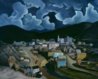 Vance Kirkland Moonlight In Central City 1935 canvas print