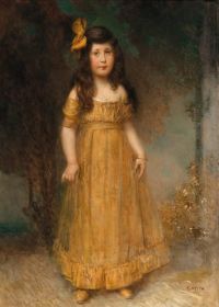 Veith Eduard Portrait Of Ms Anny Schwarz In A Yellow Dres
