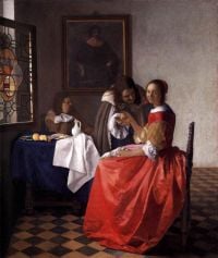 Vermeer A Lady And Two Gentlemen canvas print