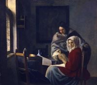 Vermeer-Mädchen bei ihrer Musik unterbrochen