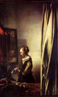 Vermeer-Mädchen, das einen Brief an einem offenen Fenster liest