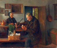 Vermehren Frederik Farminterior With Two Elderly People Inspecting A Basket Of Eggs 1930 canvas print
