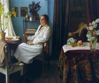 Vermehren Frederik Interior With A Young Woman By The Window 1944 canvas print