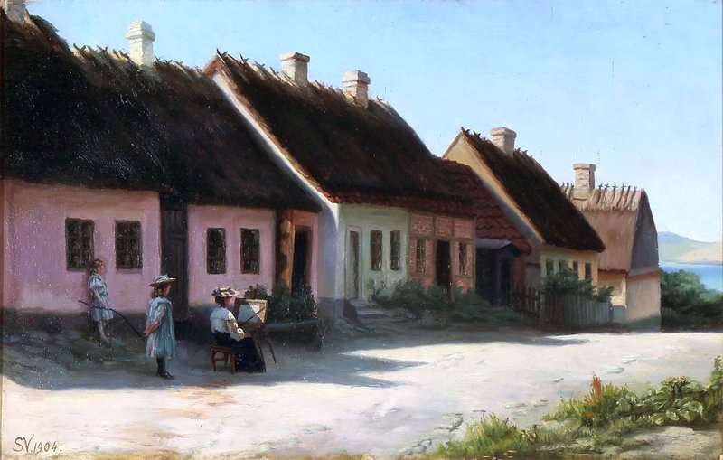 Vermehren Frederik Street Scape With An Female Artist At The Easel Presumably The Artist S Wife Yelva Vermehren 1904 canvas print
