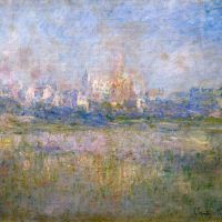 Vetheuil in de mist door Monet