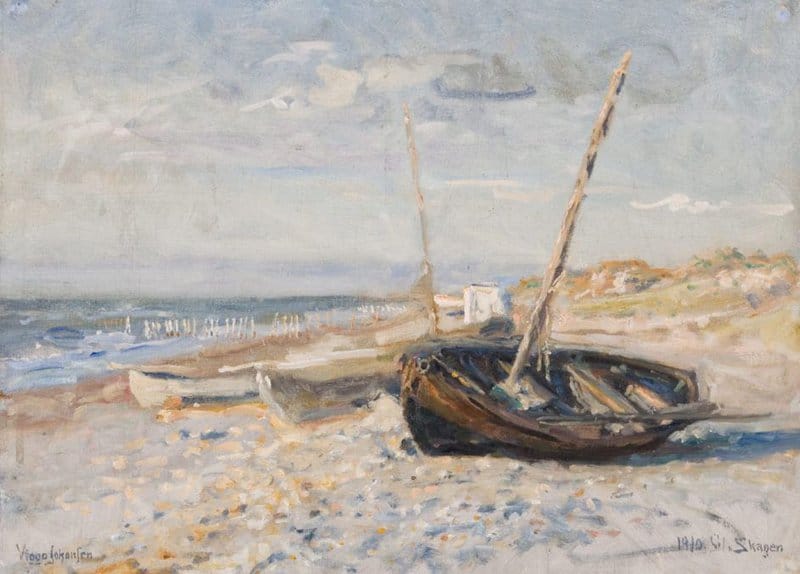 Tableaux sur toile, reproduction de Viggo Johansen Boats On The Beach Of The Skaw 1910