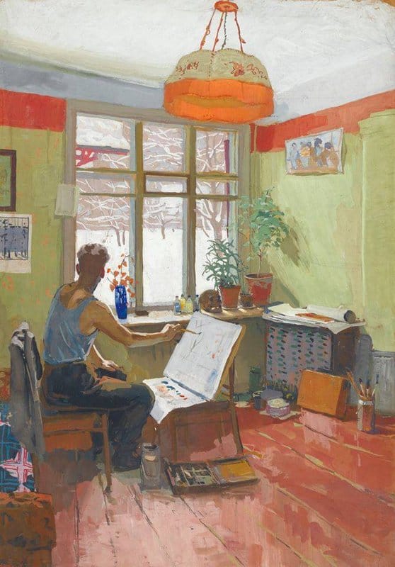 Tableaux sur toile, reproduction de Viktor Y. Popkov Winter Studio - 1959