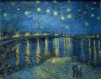 لوحة فنسنت فان جوخ مليئة بالنجوم ليلة فوق الرون